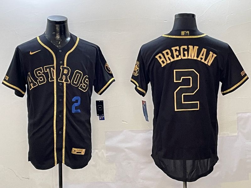 Men Houston Astros #2 Bregman Black Gold Elite 2025 Nike MLB Jersey style 2->houston astros->MLB Jersey